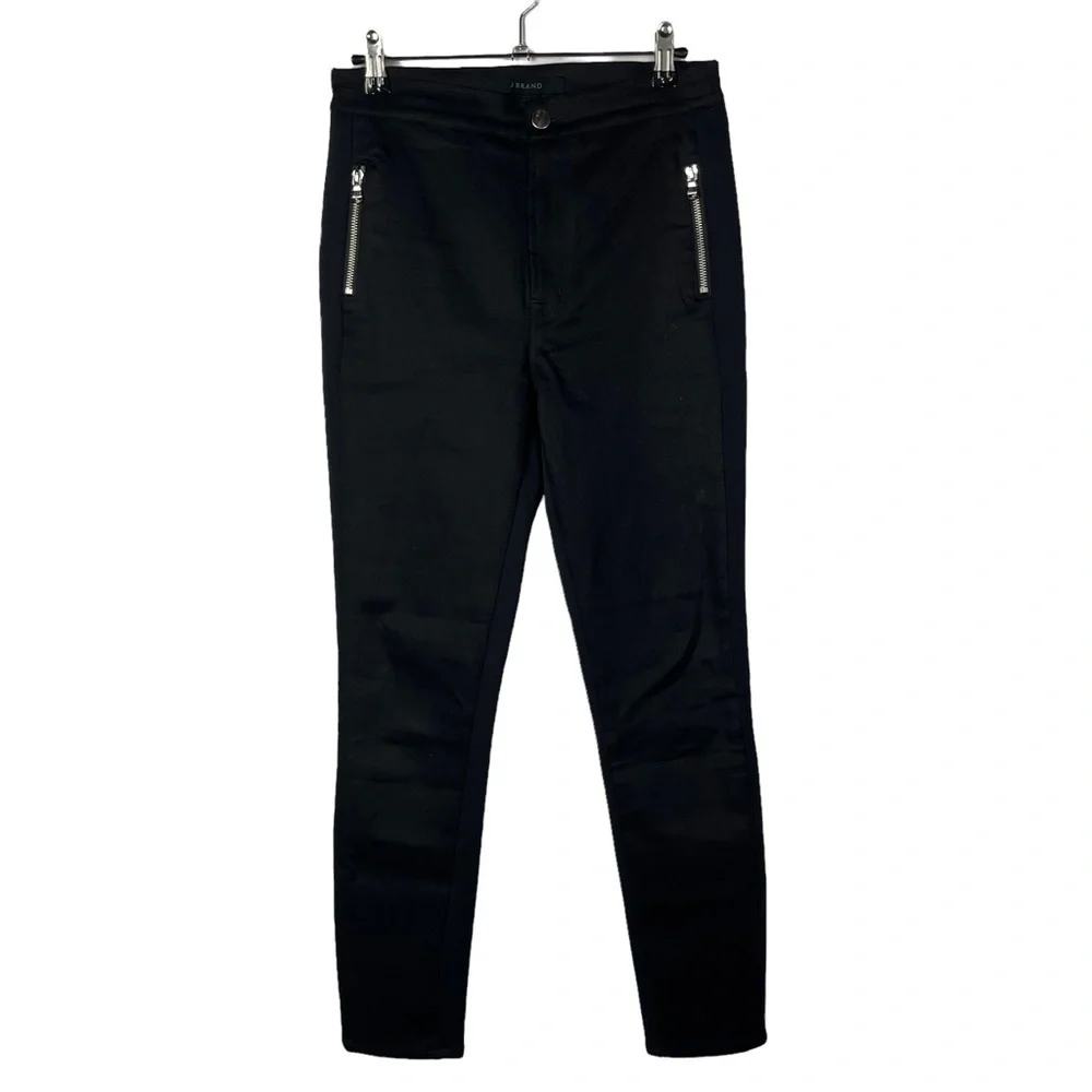 J‎ Brand Black Alana Zip Pocket Mixed Media Skinny Jeans 27